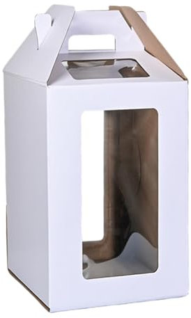 Boîte à gâteau haute avec poignée - Boîte de transport pour mariage, fête de remise de diplôme - Boîte de rangement pour gâteaux à étages - Blanc - 30 x 30 x 35 cm