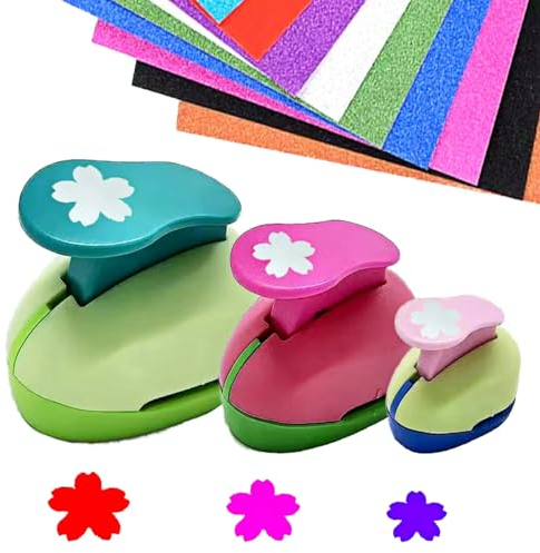 Stanzer Set Blumen Blüte Papierstanzer Motivstanzer Ausstanzer Set Motivlocher für Papier DIY Scrapbooking Basteln Grußkarten,9mm 16mm 25mm