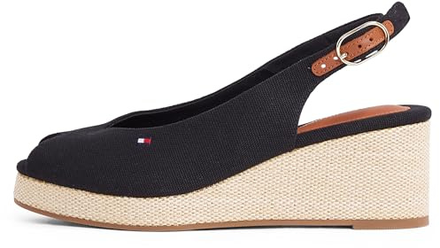 Tommy Hilfiger kvinnors flagga mitten kil Espad slingback Fw0fw08595 Espadrillos, Svart, 38 EU