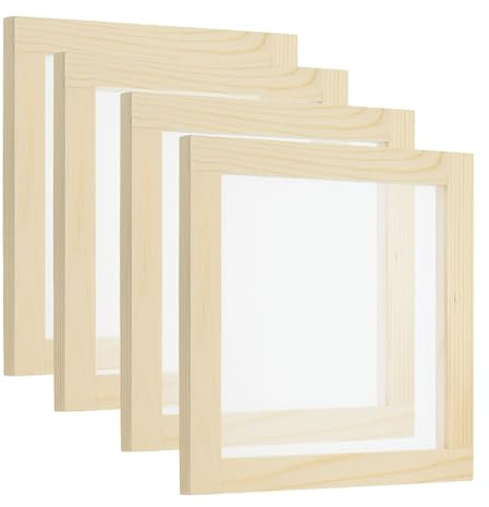 PATIKIL 7.9x7.9 Wooden Paper Making Screen, 4 Pack Paper Making Mould Frame Papermaking Mould Deckle for DIY Paper Craft Dried Flower Handcraft, Natural Color