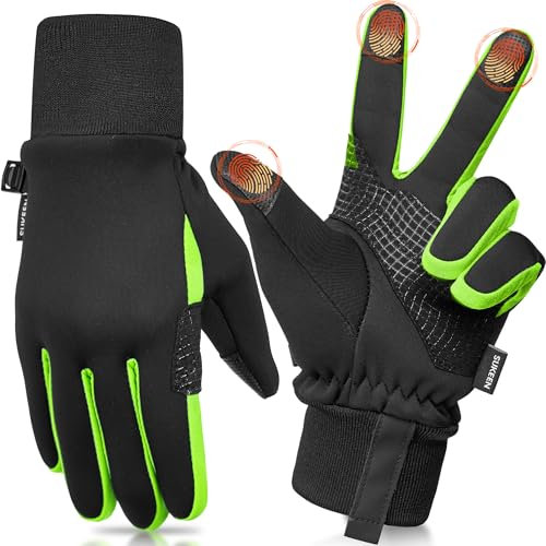 Sukeen Anti-Rutsch Handschuhe für Kinder - Softshell Fahrradhandschuhe, Warme Winterhandschuhe, Wasserdicht, Winddicht, Laufhandschuhe für Mädchen Jungen 4-20 Jahre
