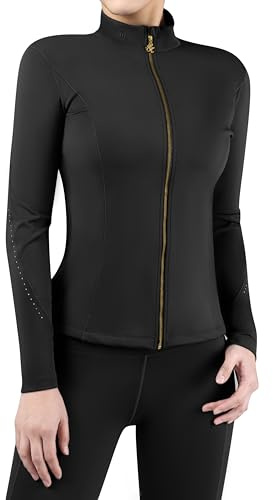 Harrison Howard Giacca da equitazione da donna, in softshell, elasticizzata, con zip intera, nero, Medium
