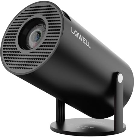 LQWELL HY300 PRO Mini Beamer, 4K 1080P Unterstützung, mit Android 11, WiFi 6, Bluetooth 5.0, unterstützt Airplay & Miracast, tragbarer Heim- und Outdoor-Beamer, für Android/iPhone/PC/Mac, Schwarz