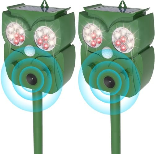 Repulsif Chat Ultrason 2 Pièces, Étanche IP65, Répulsif Chat Fréquence Réglable pour Repousser Les Chats errants, Pigeons, Cerfs et Autres Animaux