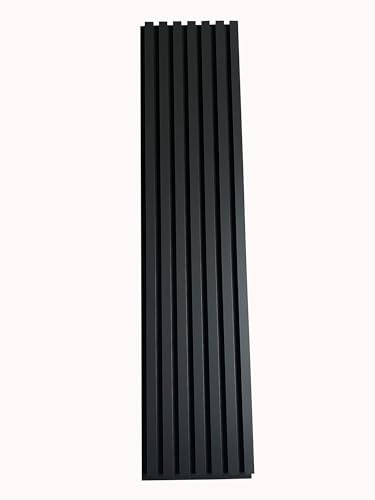 MEBANO. Set med 4x 30x132 cm Akustiska Paneler Trä i Svart Matt – MDF Väggpanel med Filttyg Lamellpanel för Modern Inredning