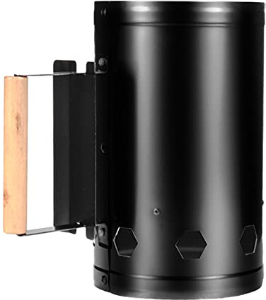 HETHLIF Charcoal Chimney Starter For Camping, Fire Starter With Heat Resistant Handle, Non Slip Base For Outdoor Use (Black)