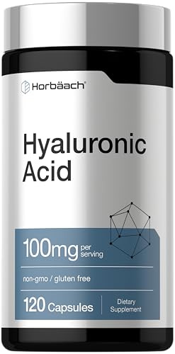 Horbäach Hyaluronic Acid Supplement | 100mg | 120 Capsules | Non-GMO, Gluten Free