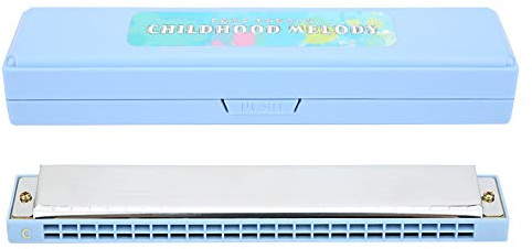 ZLXCAOB Boccaglio Professionale Armonica Arpa Diatonica Chiave C Piastra di Copertura in Acciaio Inossidabile 24 Fori (Blu)