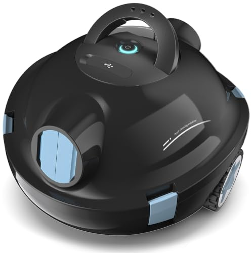 Bocxi Poolroboter, kabelloser Poolsauger, Schnurloser Roboter-Poolreiniger, automatischer, leistungsstarker Poolsauger, 130 Minuten Laufzeit, selbstparkend, ideal für Flache Böden bis 110 m²(Schwarz)