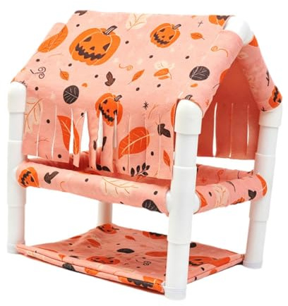 LeeQinersw Maison pour Cobayes, Lit Superposé pour Petits Animaux, Niche pour Petits Animaux, Nid pour Gerbilles, Orange