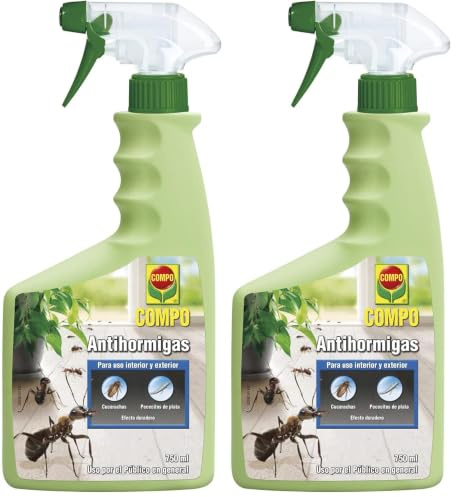 COMPO Antihormigas Pistola, Envase pulverizador, Apto para Uso doméstico, Hogar y jardín, Efecto Duradero, 750 ml (Paquete de 2)