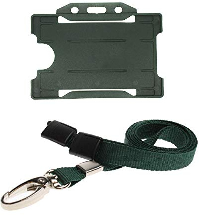 ALG ID Cards® Dark Green ID Card Badge Holder - Dark Green Lanyard Card Holder - Lanyard Neck Strap with Metal Clip & Safety Breakaway Release for ID Cards Pass Holder