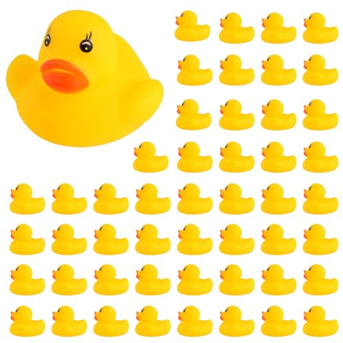 JTTJDB 50-Pieces Float & Squeak Mini Rubber Duck Baby Bath Ducky Sound Shower Toys for Kids
