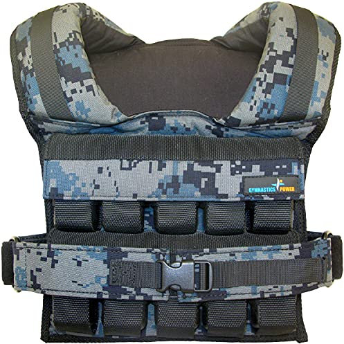 Gymnastics Power - Gilet zavorrato da 2,7 kg, 4,5 kg, 5,4 kg, 11,3 kg, 15,9 kg, 20,4 kg, 27,2 kg, pesi in ferro rimovibili per uomini e donne, allenamento per calisthenics e fitness sport (20,4 kg