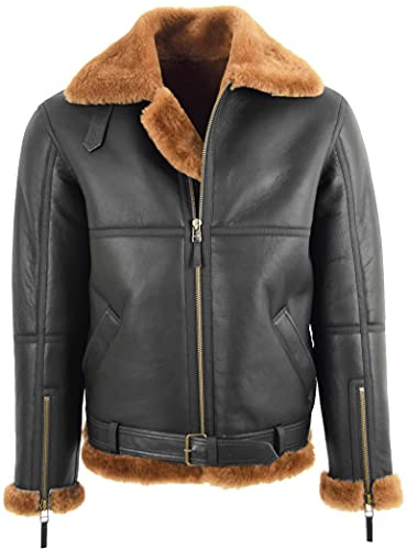 Mens Original RAF Flying Sheepskin Shearling Jacket Tyler Brown Ginger (XL)