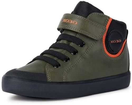 Geox Boy's J Gisli F Sneaker, Dk Green Black, 3 UK