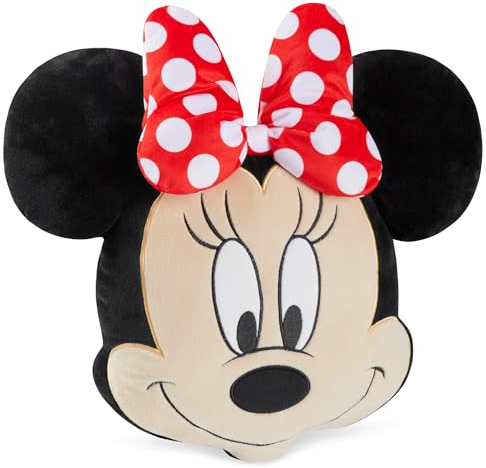 Disney Stitch Kuscheltier Plüsch Kissen, 3D Deko Kissen, Weiches Kuschelkissen für Sofa oder Bett, Geschenke für Kinder (Schwarz Minnie, L37 x W35)