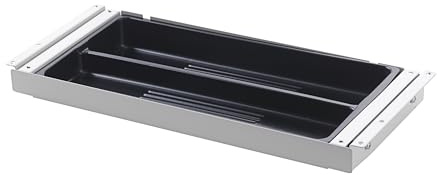 bümö Schreibtisch Organizer Schublade aus Metall in weiß mit Schreibwareneinsatz - Unterbau Ablage einfach unter dem Tisch montierbar, Schreibtisch Zubehör