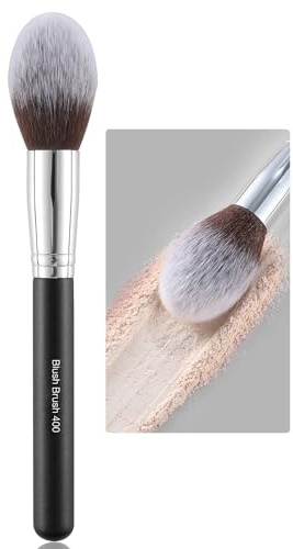 ENERGY Blush Brush for Cheeks Tapered Makeup Brush for Cream Powder Blending Large Soft Vegan Synthetic Bristles Face Cosmetic Applicator Black