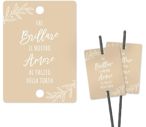 Etichette Scintille Luminose Matrimonio, Cartoncini per Stelline Scintillanti Stelle Filanti Scintille Nozze Sposi Taglio Torta Anniversario Compleano Decorazioni (100pz -Marrone)