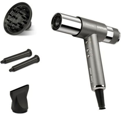 G3 Ferrari G30061 Monna Lisa Secador de pelo Brushless, Motor BLDC, 2000 W, 3 velocidades, función ionix oxy active, 110 000 RPM, difusor, concentrador y 2 conos Wave Design, Difusor, Gris-Plata