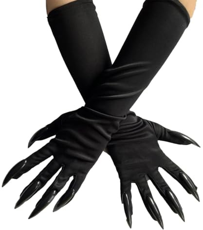HQRKOTM 1 Paire Gloves Griffes Halloween, Gloves de Griffe Noire Costume Gloves de Griffe de Chat Drôle Cosplay Gloves de Griffe de Loup pour Halloween Cosplay Party