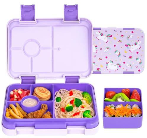 QCQHDU Bento Lunch Box for Kids,Boys and Girls with 6 Compartments for Children,Adults Work & School(Unicorn)
