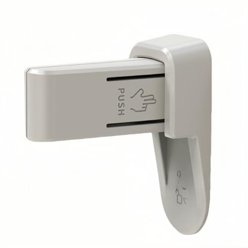 BANSHAN Barnsäkert dörrlås, babysäkerhet, dörrhandtagslås, lätt att installera och inga verktyg krävs eller borrar, barn- och husdjurssäkert dörrhandtagslås (emalj grå)