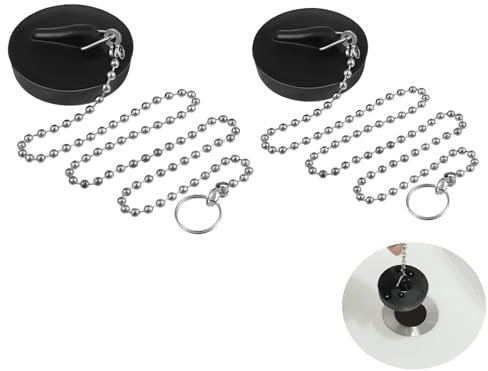 Yeenano Bouchon D'évier,2 PCS Bouchon Evier Cuisine Universel,Baignoire avec Chaîne en Acier Inoxydable,Bouchon Baignoire pour Évier de Cuisine,Salle de Bain (Taille 42 mm à 45 mm,Chaîne 45 cm)