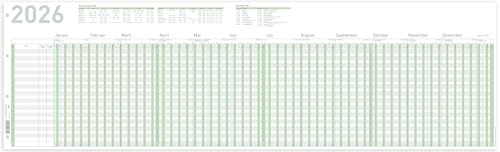 RNKVERLAG Urlaubsplaner 2026 Datenerfassung für bis zu 26 Mitarbeiter, gefalzt auf DIN A4, Format 1000 x 297 mm, 10 Stück