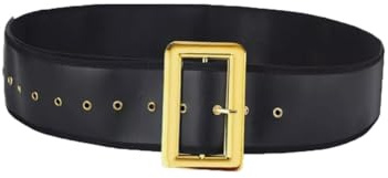 jokeshop Black Belt with Buckle Chunky Pirate Santa Leather Look Fancy Dress Accessory Christmas Grotto Cartoon