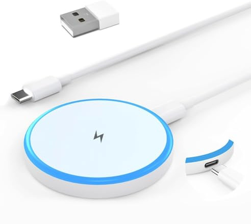 Magnetic Wireless Charger 15W Apple Mag-Safe Charger Fast Charging Pad with 6FT USB C Cable for iPhone 17 Pro Max/17/16/15/14/13/12 Series & AirPods 3/2/Pro Wireless Charger iPhone Pad with Dual Ports