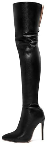 Veelau Meieer Bottines à talons hauts pour femme avec fermeture éclair, Noir , 45 EU