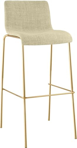 CLP Sgabello Bar con Schienale Hover, Impilabile con Rivestimento in Tessuto, Struttura in Metallo Effetto Oro, Regge fino a 150 kg, Colore:crema