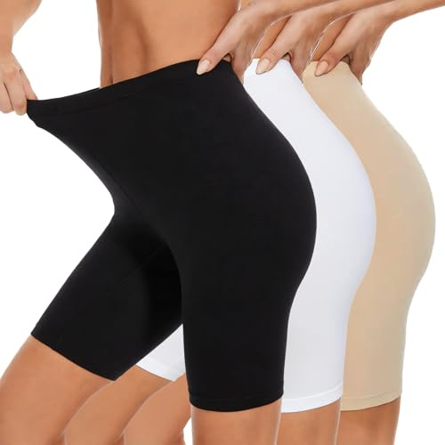 LXEASYGO 3 Pack Anti Chafing Shorts Women Seamless Stretchy Chub Rub Shorts for Under Dresses Long Boxers Underwear Safety Panties