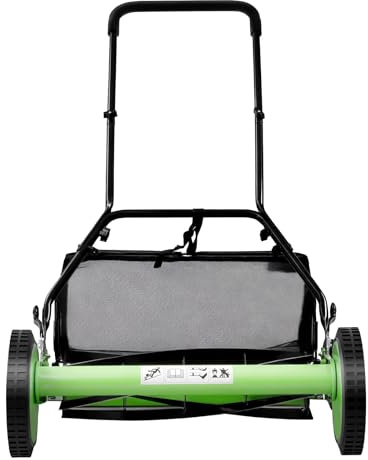 Cortacésped manual de 20 pulgadas, cortadora de helicoidales manual con cestas de recogida de hierba, 5 cuchillas de acero, ancho de corte 50 Cm, ajuste de altura de corte en 9 niveles, hasta 500 m²