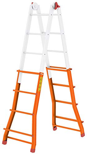 Colombo Scala a Filo telescopica Acciaio 4+5 gradini | Scala Telescopica in Acciaio Altezza 4,3mt, snodo Semi-Automatico, Piedini Antiscivolo