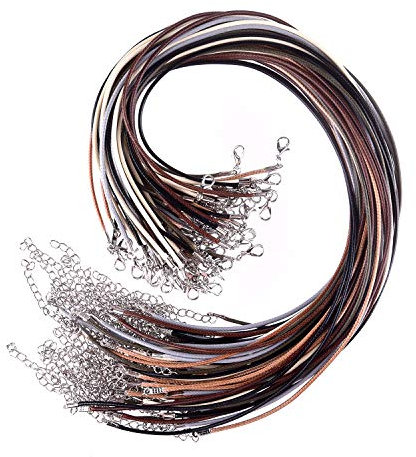 TUPARKA 60 piezas de cordón de collar encerado con cierre 6 colores surtidos 2mm cuerda de collar para pulsera de bricolaje collar fabricación de joyas