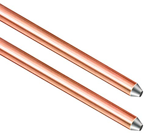GOUNENGNAIL - 8ft Ground Rod - UL Listed 5/8'' Bonded Electrical Copper Grounding Bar for Signal Tower Fence Lightning Strike Electrode Earthing Rod, Industrial Grade Ground Rods (2, 5/8''x8')