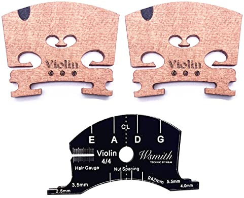 Jiayouy Fitted 4/4 Full Size Violin Maple Bridge with Reference Template Tool Violin Parts Accessories 3Pcs