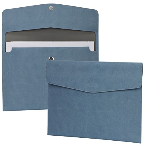 FYY File Folder, PU Leather A4 Document Holder File Organizer Filing Envelope Portfolio Case Tablet Sleeve with Magnetic Snap Closure for Home School Office Stationery Blue