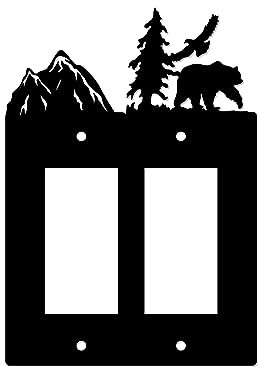 Eagle & Bear Lichtschalter-Abdeckungen Wandplatte, dekorative Metallplatten, Steckdosenabdeckungen (Doppelwippe (GFCI))