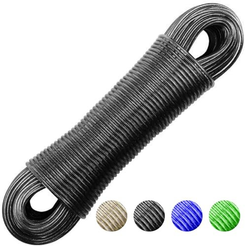 Wäscheleine 20m Seil Stahlkern Wäsche Ultra-Robust Tragbar für Drinnen und Draußen