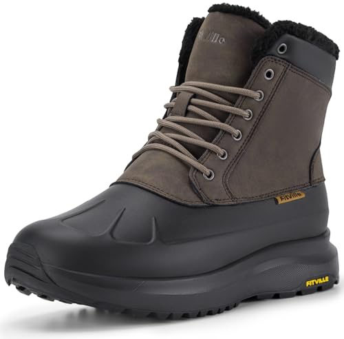 FitVille Winterschuhe Herren Extra Weit Warm Winterstiefel Wasserdicht Gefüttert Schneestiefel Kurzschaft Stiefel Breit Winter Outdoor Boots Rutschfeste Schuhe Schwarz 44.5 EU Weit