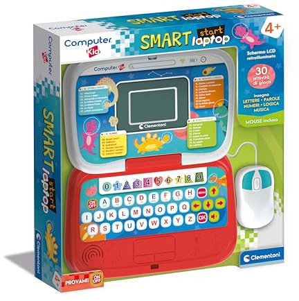 Clementoni Smart Start Laptop – Lernspiel 4 Jahre, Computer Kid, elektronisches Geschenk, Italienischer sprechender Computer, Kindercomputer, Laptop zum Lernen von Buchstaben, Zahlen, Neue Wörter,