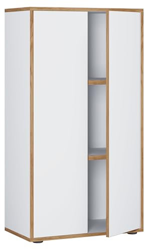 VCM Holz Büroschrank Ordner Aktenschrank Büromöbel Schrank Salia 3-Fach Breite 60 cm Drehtüren