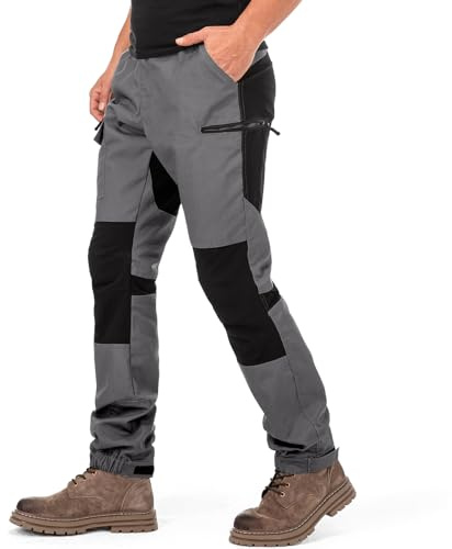 yeyity Pantaloni da trekking da uomo per attività all'aria aperta, robusti, traspiranti, durevoli, tattici, da lavoro, per attività all'aperto e lavori all'aperto, grigio chiaro, XXL
