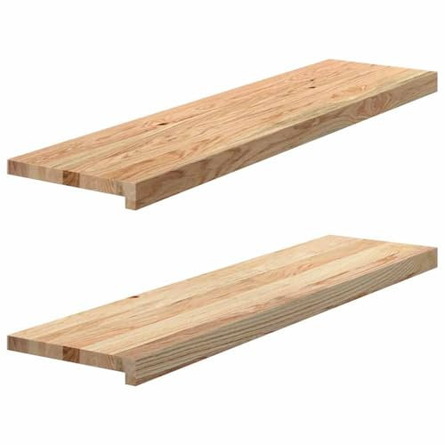 vidaXL Fensterbänke 2 Stk. Unbehandelt 100x30x2 cm Massivholz Eiche, Fensterbrett, Holz Treppenstufe, Holz Fensterbrett, Fensterbank Eichenholz