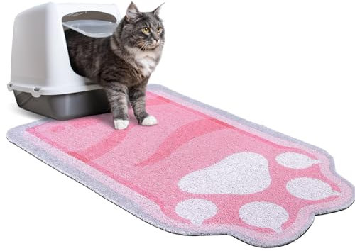 BeBeJoJo Katzenstreumatte 90x60CM,Leicht Zu Reinigende Katzenmatten, Rutschfest,Wasserdicht,Fallen Für Katzenstreu Matte,Rosa
