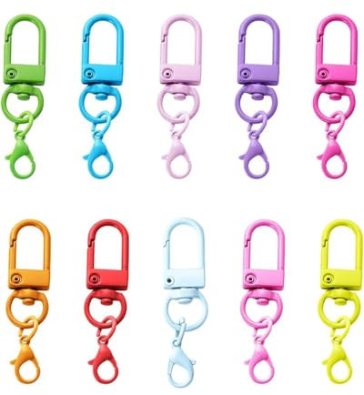 TPZORJX 10pcs Cierres de Langosta Giratorios, Mosquetones Coloridos, Clip para Llavero, Gancho Giratorio de Metal, para Llaves, Accesorios de Bricolaje, Bolsos, Manualidades